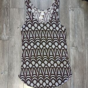 H&M NWT Patterned Sleeveless Top - Brown and White S
